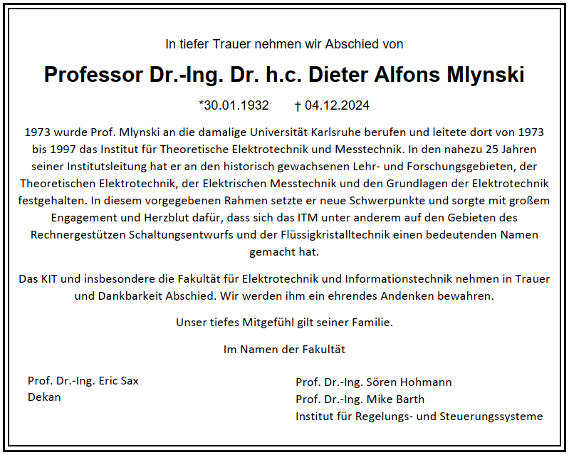 Traueranzeige Prof. Mlynski